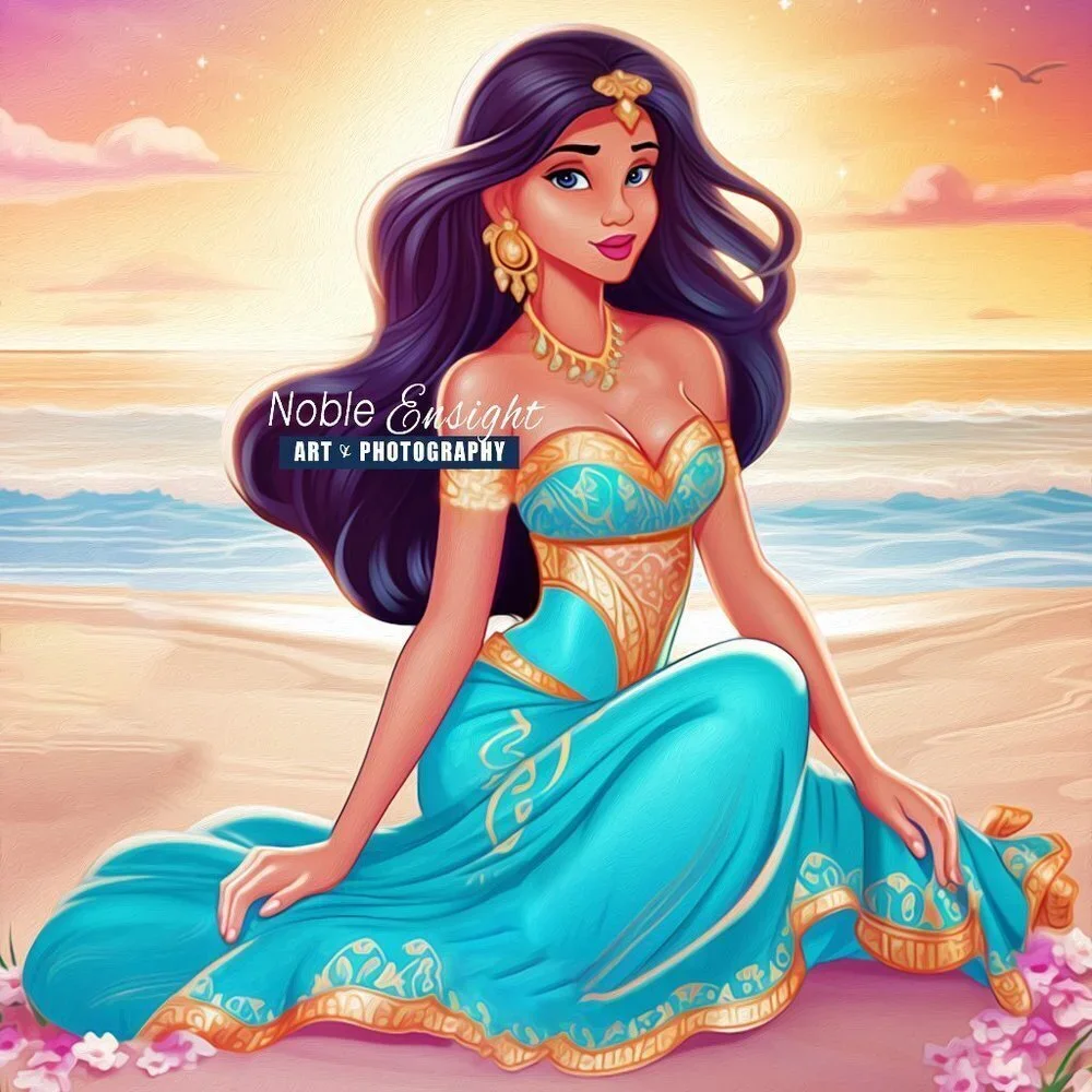 11x14 Disney Princess Jasmine Portrait Wall Art Watercolor Oil Painting Print - Picture 3 of 4